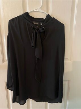 7th avenue Black Tie-Neck Blouse